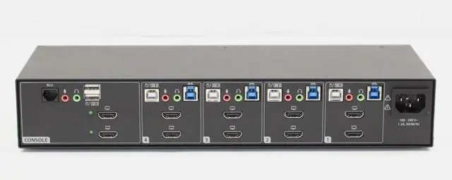 Alt view image 2 of 4 - Vertiv Avocent SV340H-001 4-port Desktop KVM, Dual Head HDMI, Front Panel USB 3.0, Audio