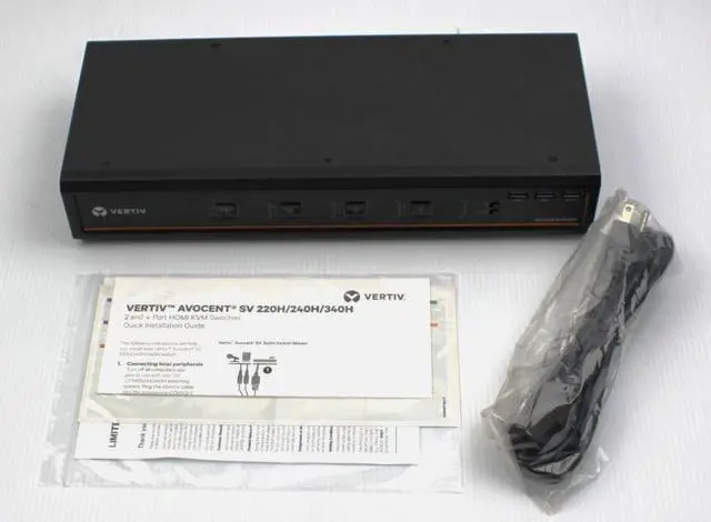 Alt view image 3 of 4 - Vertiv Avocent SV340H-001 4-port Desktop KVM, Dual Head HDMI, Front Panel USB 3.0, Audio