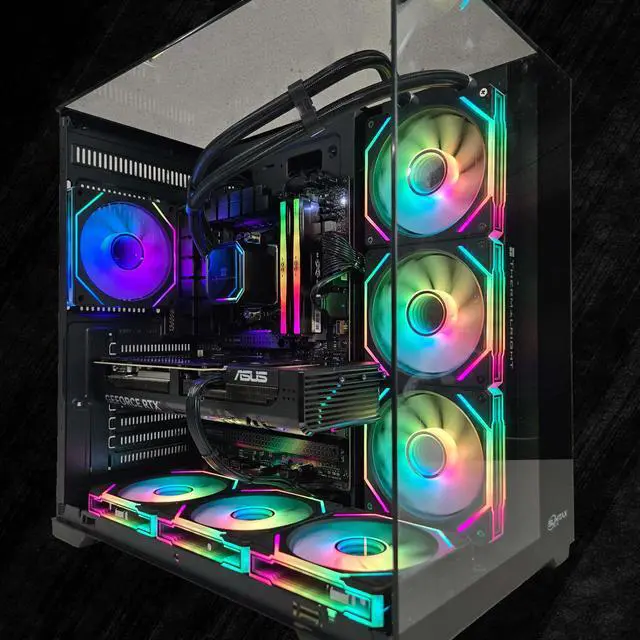 Main image of FunHei Tech Gaming PC, AMD Ryzen 7 9800X3D 8-Core, GeForce RTX5070, 64 GB DDR5 RAM, 1 TB, 850W PSU, WiFi & Bluetooth, Win11 Pro, Black