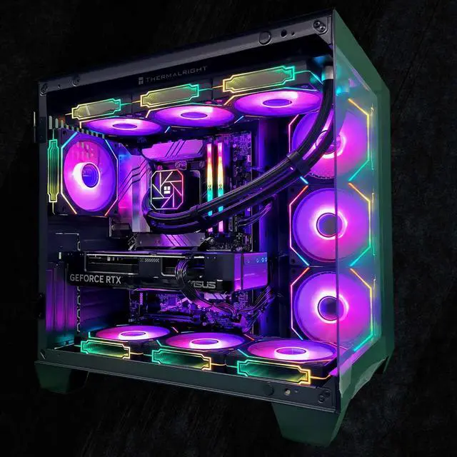 Main image of FunHei Tech Gaming PC, AMD Ryzen 7 9800X3D 8-Core, GeForce RTX5090, 64 GB DDR5 RAM, 1 TB, 1000W PSU, WiFi & Bluetooth, Win11 Pro, Black