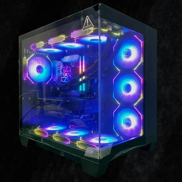 Alt view image 3 of 6 - FunHei Tech Gaming PC, AMD Ryzen 7 9800X3D 8-Core, GeForce RTX5080, 32 GB DDR5 RAM, 1TB, 850W PSU, WiFi & Bluetooth, Win11 Pro, Black