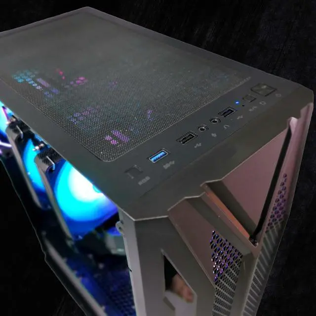 Alt view image 4 of 7 - FunHei Tech Gaming PC, AMD Ryzen 5 9600X 5.4 GHz 6-Core Processor, GeForce RTX5060 Ti, 32 GB DDR5 RAM, 2 TB, 600W PSU, WiFi & Bluetooth, Win11 Pro, Black