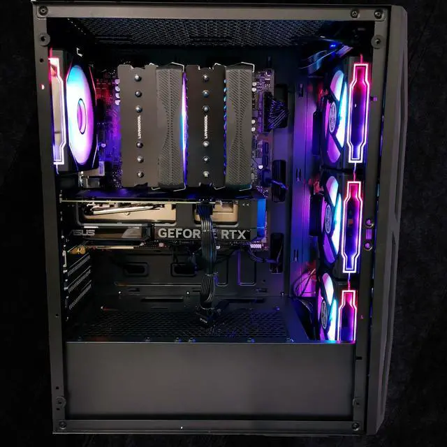 Alt view image 5 of 7 - FunHei Tech Gaming PC, AMD Ryzen 5 9600X 5.4 GHz 6-Core Processor, GeForce RTX5060 Ti, 32 GB DDR5 RAM, 2 TB, 600W PSU, WiFi & Bluetooth, Win11 Pro, Black