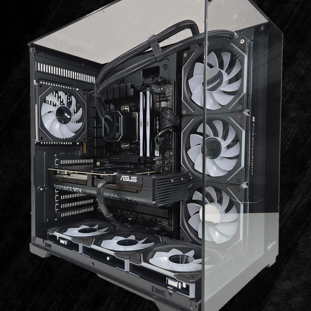 Alt view image 4 of 6 - FunHei Tech Gaming PC, AMD Ryzen 7 9800X3D 8-Core, GeForce RTX5080, 32 GB DDR5 RAM, 2 TB, 850W PSU, WiFi & Bluetooth, Win11 Pro, Black