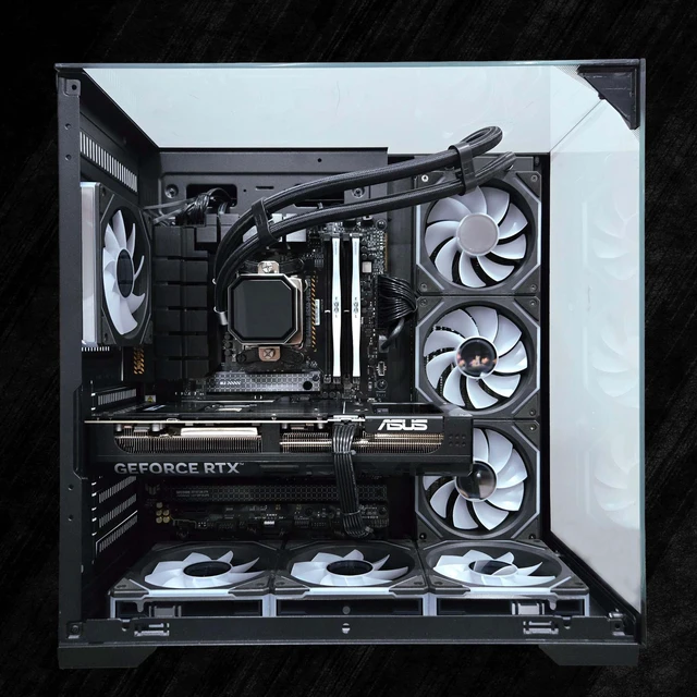 Alt view image 5 of 6 - FunHei Tech Gaming PC, AMD Ryzen 7 9800X3D 8-Core, GeForce RTX5080, 32 GB DDR5 RAM, 2 TB, 850W PSU, WiFi & Bluetooth, Win11 Pro, Black