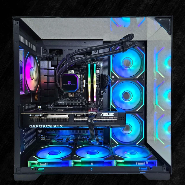 Alt view image 6 of 6 - FunHei Tech Gaming PC, AMD Ryzen 7 9800X3D 8-Core, GeForce RTX5080, 32 GB DDR5 RAM, 2 TB, 850W PSU, WiFi & Bluetooth, Win11 Pro, Black