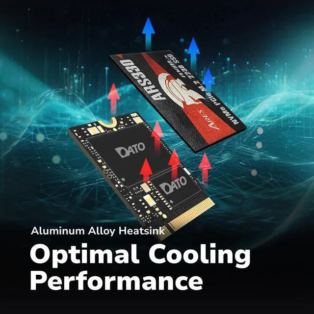 Alt view image 5 of 6 - DATO M.2 2230 SSD PCIe 1TB Gen 3x4 NVMe with Aluminium heatsink, Internal Solid State Drive M Key for Business Students Gamers Creator, up to 2500/1700 MB/s - ARS330