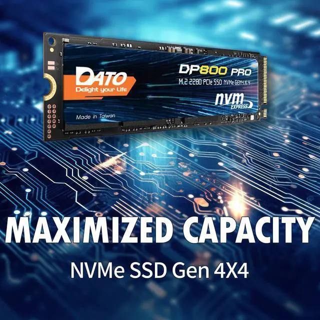 Alt view image 2 of 7 - DATO M.2 2280 SSD 512GB, PCIe Gen4 x4 NVMe SSD Internal Solid State Drive for Gaming and Creators, Compatible with Desktop and Laptop, Up to 5100/4600 MB/s - DP800 Pro