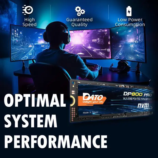 Alt view image 6 of 7 - DATO M.2 2280 SSD 512GB, PCIe Gen4 x4 NVMe SSD Internal Solid State Drive for Gaming and Creators, Compatible with Desktop and Laptop, Up to 5100/4600 MB/s - DP800 Pro