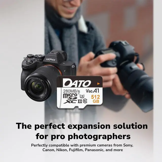 Alt view image 5 of 6 - DATO 128GB Lightning microSD Card, UHS-II, A1, C10, U3, V60, Full HD, 4K, Up to 280/180 MB/s microSDXC Memory Card, for Phones, Cameras, Portable Gaming Devices