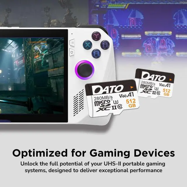 Alt view image 4 of 6 - DATO 128GB Lightning microSD Card, UHS-II, A1, C10, U3, V60, Full HD, 4K, Up to 280/180 MB/s microSDXC Memory Card, for Phones, Cameras, Portable Gaming Devices