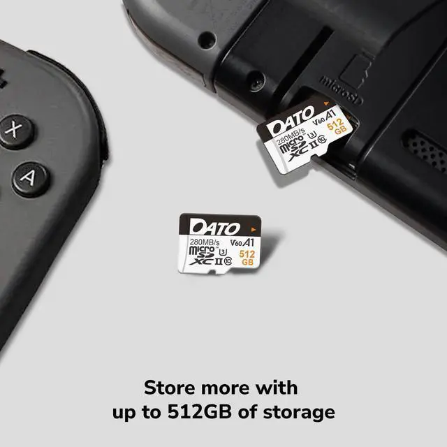 Alt view image 6 of 6 - DATO 128GB Lightning microSD Card, UHS-II, A1, C10, U3, V60, Full HD, 4K, Up to 280/180 MB/s microSDXC Memory Card, for Phones, Cameras, Portable Gaming Devices