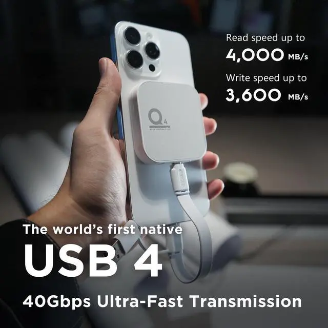 Alt view image 4 of 7 - DATO Magnetic External SSD 4TB External Solid State Drive Portable SSD USB 4.0 Gen 3x2 up to 4000/3600 MB/s Type-C 4K ProRes HDR Record, Compatible with iPhone 15&16 Pro Max - ARES Q4 Series