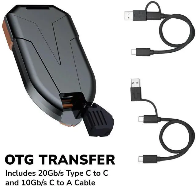 Alt view image 7 of 7 - DATO External SSD 4TB, External Solid State Drive Portable SSD External USB 3.2 Gen 2x2 Type-C OTG Supported Compatible with PS5 and Xbox, up to 1600/1500 MB/s IP67 Waterproof - ARES Amber Shield