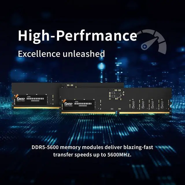 Alt view image 3 of 6 - DATO DDR5 UDIMM 64GB Kit 32GBx2 Desktop RAM 5600MHz PC5-44800 CL46 1.1V 288-Pin Non-ECC unbuffered dimm, Desktop Memory Module