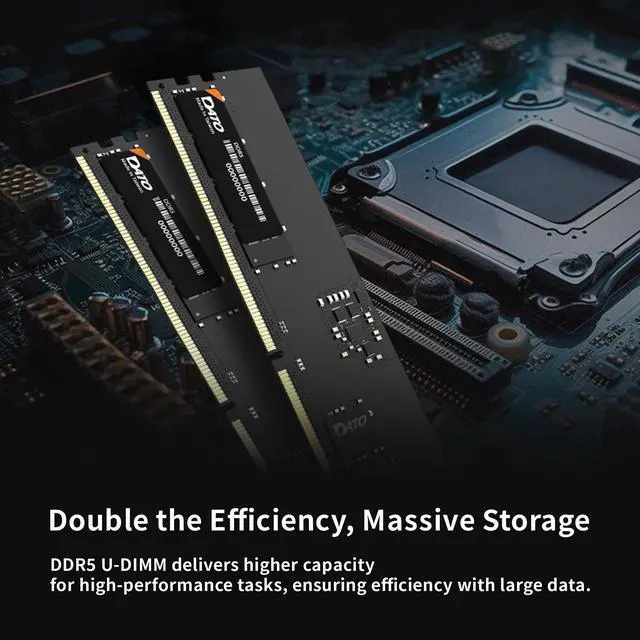 Alt view image 5 of 6 - DATO DDR5 UDIMM 64GB Kit 32GBx2 Desktop RAM 5600MHz PC5-44800 CL46 1.1V 288-Pin Non-ECC unbuffered dimm, Desktop Memory Module