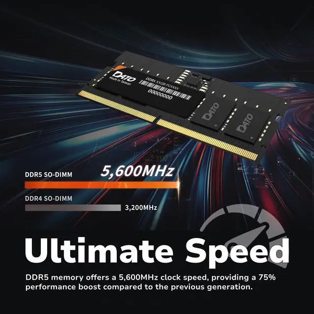 Alt view image 3 of 7 - DATO DDR5 SODIMM 32GB Kit 16GBx2 Laptop RAM 5600MHz PC5-44800 CL46 1.1V 262-Pin Non-ECC unbuffered dimm, Notebook Memory Module