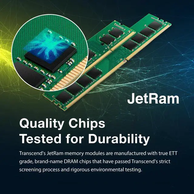 Alt view image 3 of 6 - Transcend 32GB DDR4 RAM, 3200MHz (or 2666MHz or 2400MHz) Desktop Memory UDIMM, Compatible with Intel & AMD Ryzen PC Memory Module, PC4-25600, 2Rx8 2Gx8 CL22 1.2V 288 Pin Unbuffered Desktop Memory