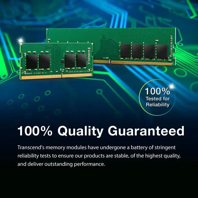 Alt view image 4 of 6 - Transcend 32GB DDR4 RAM, 3200MHz (or 2666MHz or 2400MHz) Desktop Memory UDIMM, Compatible with Intel & AMD Ryzen PC Memory Module, PC4-25600, 2Rx8 2Gx8 CL22 1.2V 288 Pin Unbuffered Desktop Memory