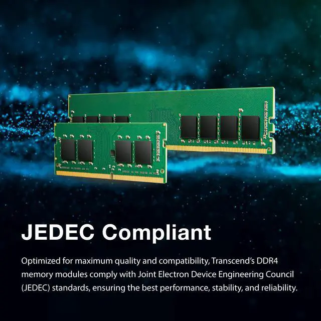 Alt view image 6 of 6 - Transcend 32GB DDR4 RAM, 3200MHz (or 2666MHz or 2400MHz) Desktop Memory UDIMM, Compatible with Intel & AMD Ryzen PC Memory Module, PC4-25600, 2Rx8 2Gx8 CL22 1.2V 288 Pin Unbuffered Desktop Memory