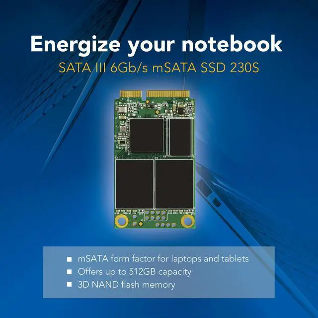 Alt view image 2 of 7 - Transcend 256GB mSATA SSD with Dram Cache, Up to 530MB/s, Mini SATA III 6G/s Internal Solid State Drive for Ultrabook, Desktop, Tablet, PC, GPS, Server, 3D TLC NAND Flash, LDPC Error Correction, ECC
