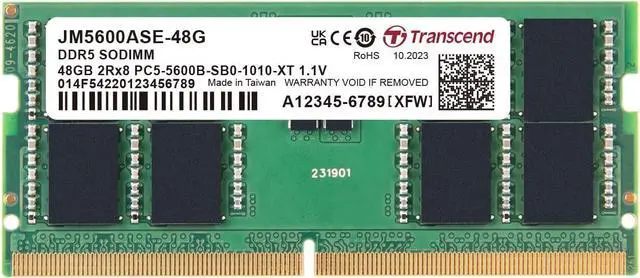 Main image of Transcend 48GB DDR5 5600 SO-DIMM 2Rx8 1.1V, RAM, Notebook/Laptop Computer Memory - JM5600ASE-48G