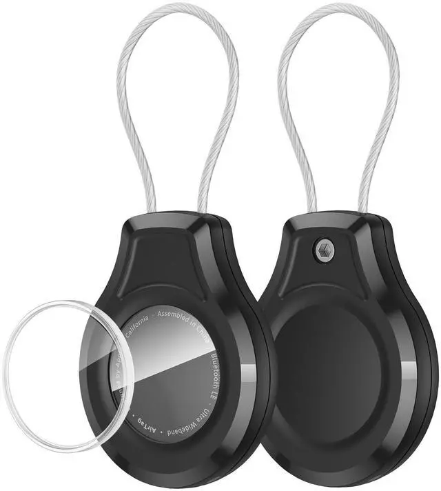 Main image of LeadsaiL Holder for AirTag, Compatible with Apple AirTag Holder with Wire Cable, Heavy Duty Lock Case for AirTag for Luggage, Backpack, Keys, Pets and Travel, Waterproof, Scratch-Resistant, Pack of 2