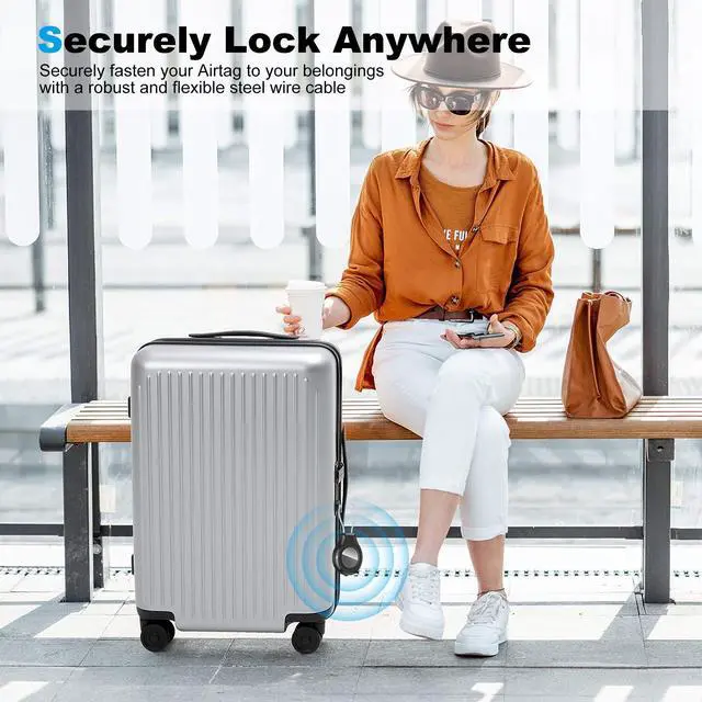 Alt view image 5 of 7 - LeadsaiL Holder for AirTag, Compatible with Apple AirTag Holder with Wire Cable, Heavy Duty Lock Case for AirTag for Luggage, Backpack, Keys, Pets and Travel, Waterproof, Scratch-Resistant, Pack of 4