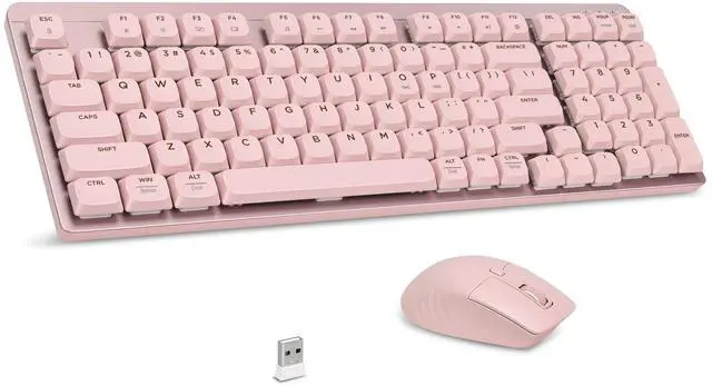 Main image of LeadsaiL FA98 Wireless Mechanical Keyboard and Mouse, 2.4Ghz Cordless Mechanical Keyboard and Silent Mouse, Low-Profile Red Switch, 98-Key Compact Slim 96% Keyboard for Windows/MacOS PC Laptop - Pink