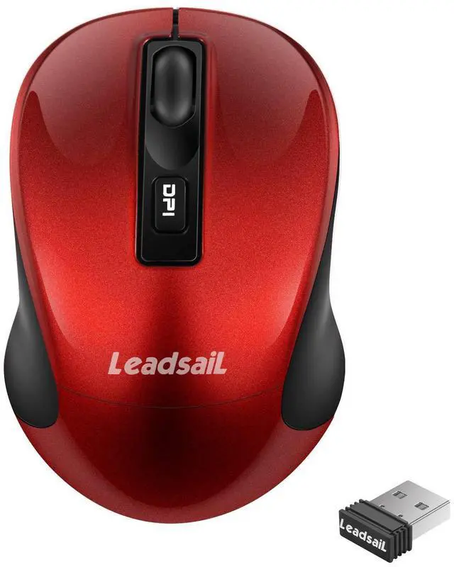 Main image of LeadsaiL Wireless Computer Mouse, 2.4G Portable Slim Cordless Mouse Less Noise for Laptop Optical Mouse with 4 Buttons for Laptop, Desktop, MacBook