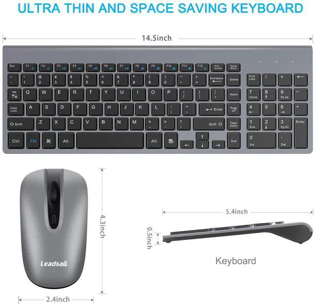 Alt view image 3 of 7 - LeadsaiL Wireless Keyboard and Mouse Combo, Wireless USB Mouse and Computer Keyboard Set, Compact and Silent for Windows Laptop, Desktop, PC