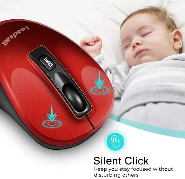 Alt view image 3 of 7 - LeadsaiL Wireless Computer Mouse, 2.4G Portable Slim Cordless Mouse Less Noise for Laptop Optical Mouse with 4 Buttons for Laptop, Desktop, MacBook