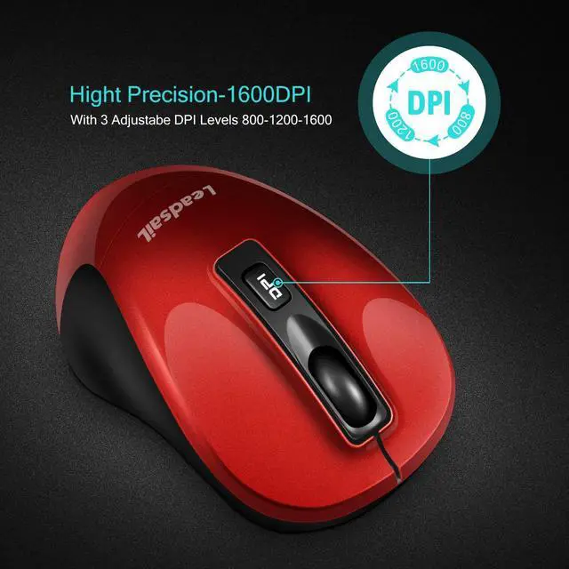 Alt view image 4 of 7 - LeadsaiL Wireless Computer Mouse, 2.4G Portable Slim Cordless Mouse Less Noise for Laptop Optical Mouse with 4 Buttons for Laptop, Desktop, MacBook