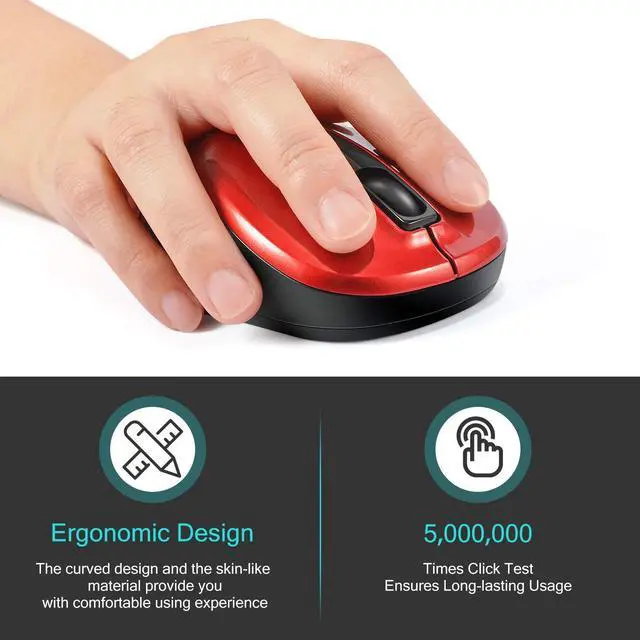 Alt view image 5 of 7 - LeadsaiL Wireless Computer Mouse, 2.4G Portable Slim Cordless Mouse Less Noise for Laptop Optical Mouse with 4 Buttons for Laptop, Desktop, MacBook