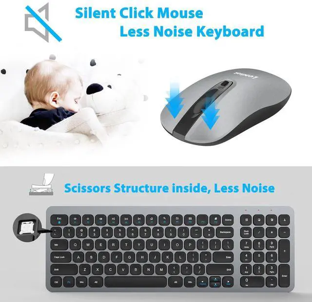 Alt view image 2 of 7 - LeadsaiL Wireless Keyboard and Mouse Combo, Wireless USB Mouse and Computer Keyboard Set, Compact and Silent for Windows Laptop, Desktop, PC