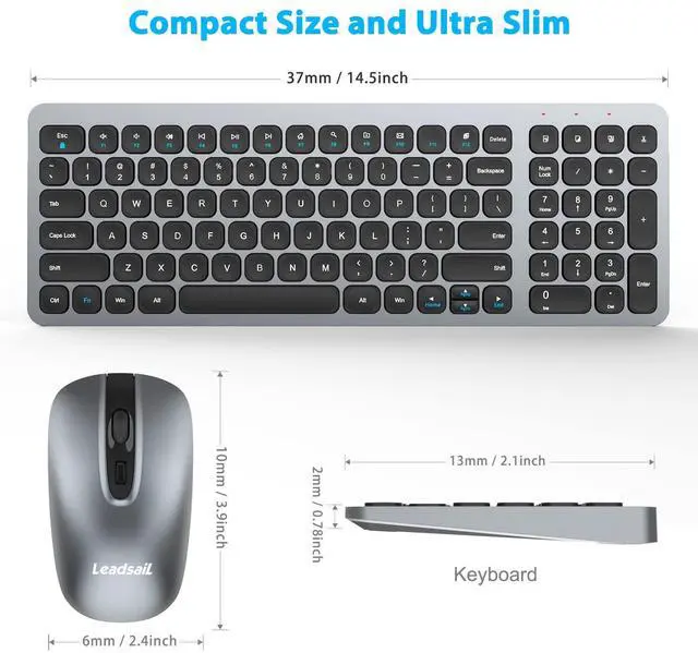 Alt view image 3 of 7 - LeadsaiL Wireless Keyboard and Mouse Combo, Wireless USB Mouse and Computer Keyboard Set, Compact and Silent for Windows Laptop, Desktop, PC