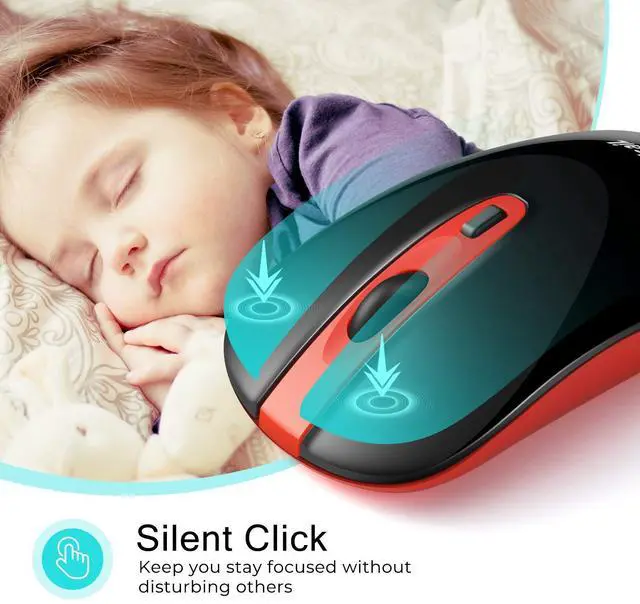 Alt view image 2 of 6 - LeadsaiL Wireless Computer Mouse, 2.4G Portable Slim USB Mouse, Silent Click Cordless Mouse 3 Adjustable Levels, 4 Buttons Laptop Mouse for Windows Mac PC Notebook