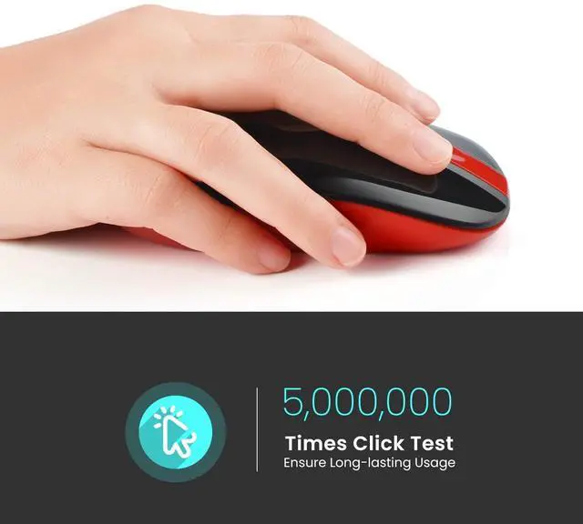 Alt view image 4 of 6 - LeadsaiL Wireless Computer Mouse, 2.4G Portable Slim USB Mouse, Silent Click Cordless Mouse 3 Adjustable Levels, 4 Buttons Laptop Mouse for Windows Mac PC Notebook