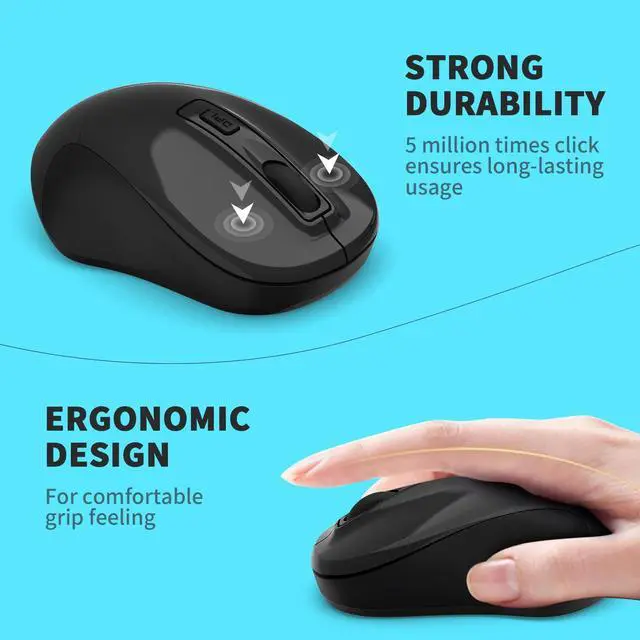 Alt view image 5 of 6 - LeadsaiL Wireless Computer Mouse, 2.4G Portable Slim Cordless Mouse Less Noise for Laptop Optical Mouse with 4 Buttons for Laptop, Desktop, MacBook