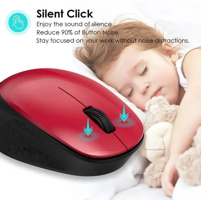 Alt view image 2 of 6 - LeadsaiL Wireless Mouse for Laptop, 2.4GHz Silent USB Mouse, Slim Optical Mouse with 3 Buttons, 1600 DPI, Works with Windows, Mac, Chrome OS, Linux
