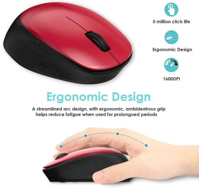 Alt view image 4 of 6 - LeadsaiL Wireless Mouse for Laptop, 2.4GHz Silent USB Mouse, Slim Optical Mouse with 3 Buttons, 1600 DPI, Works with Windows, Mac, Chrome OS, Linux