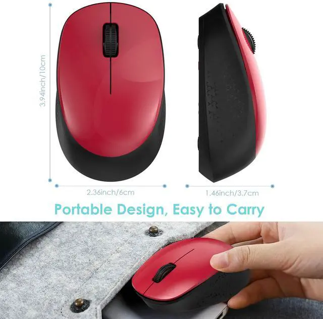 Alt view image 5 of 6 - LeadsaiL Wireless Mouse for Laptop, 2.4GHz Silent USB Mouse, Slim Optical Mouse with 3 Buttons, 1600 DPI, Works with Windows, Mac, Chrome OS, Linux