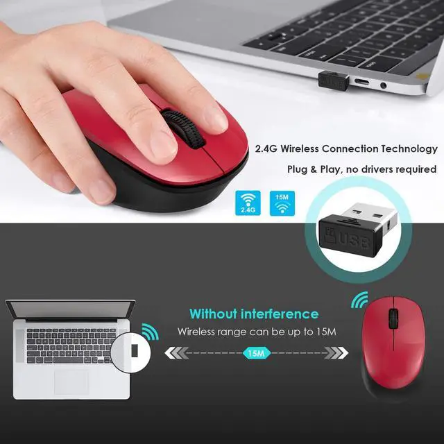 Alt view image 3 of 6 - LeadsaiL Wireless Mouse for Laptop, 2.4GHz Silent USB Mouse, Slim Optical Mouse with 3 Buttons, 1600 DPI, Works with Windows, Mac, Chrome OS, Linux