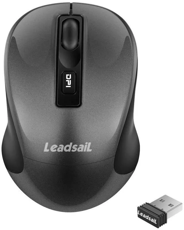 Main image of Leadsail Wireless Slim Cordless Mouse, 2.4G USB Mouse for Laptop, Desktop, MacBook - Less Noise, Optical, 4 Buttons