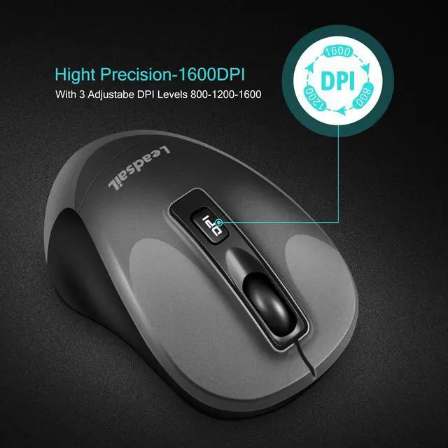 Alt view image 4 of 6 - Leadsail Wireless Slim Cordless Mouse, 2.4G USB Mouse for Laptop, Desktop, MacBook - Less Noise, Optical, 4 Buttons