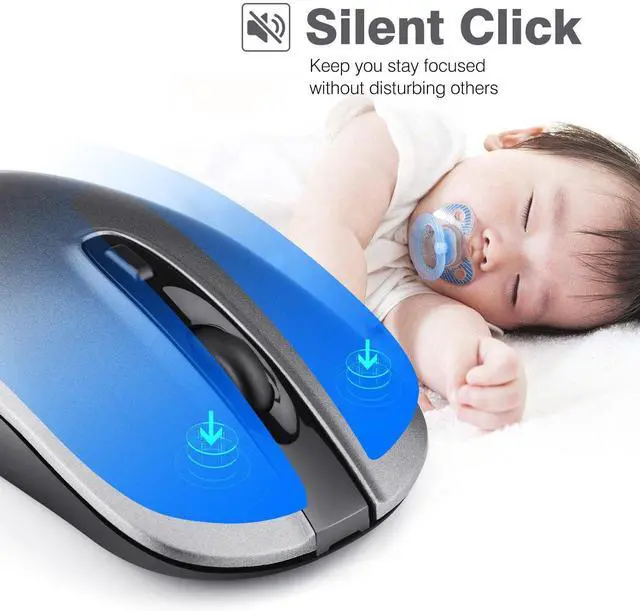 Alt view image 3 of 6 - LeadsaiL Rechargeable Wireless Computer Mouse, 2.4G Portable Slim Cordless Mouse Less Noise for Laptop Optical Mouse with 5 Adjustable DPI Levels USB Mouse for Laptop, Deskbtop, MacBook
