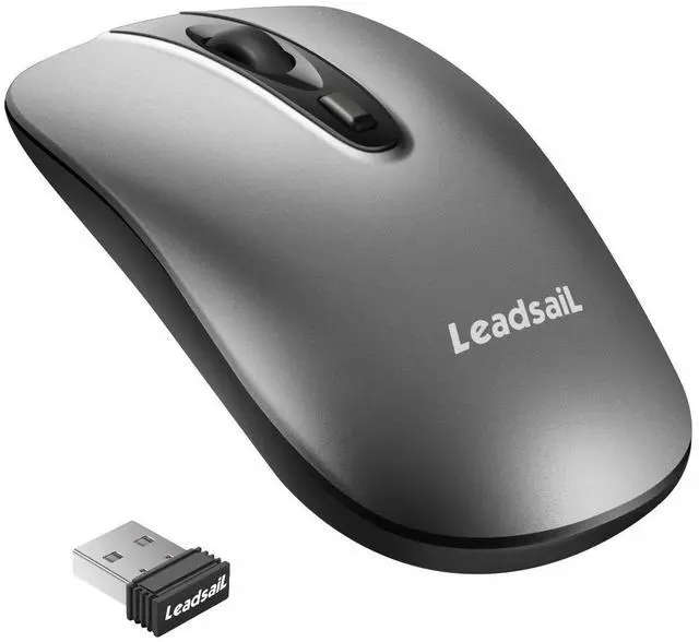 Main image of LeadsaiL Wireless Computer Mouse, 2.4G Portable Slim USB Mouse, Silent Click Cordless Mouse 3 Adjustable Levels, 4 Buttons Laptop Mouse for Windows Mac PC Notebook