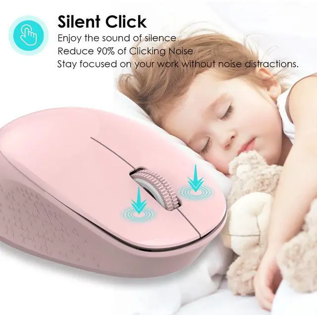 Alt view image 2 of 6 - LeadsaiL Wireless Mouse for Laptop, 2.4GHz Silent USB Mouse, Slim Optical Mouse with 3 Buttons, 1600 DPI, Works with Windows, Mac, Chrome OS, Linux