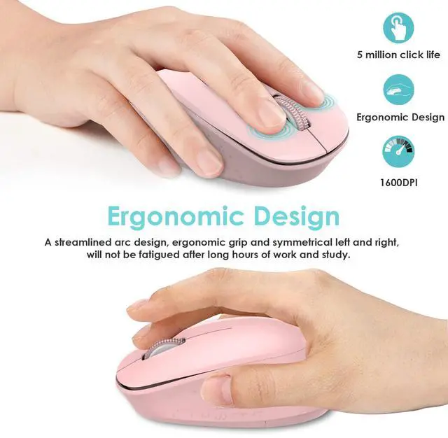 Alt view image 4 of 6 - LeadsaiL Wireless Mouse for Laptop, 2.4GHz Silent USB Mouse, Slim Optical Mouse with 3 Buttons, 1600 DPI, Works with Windows, Mac, Chrome OS, Linux