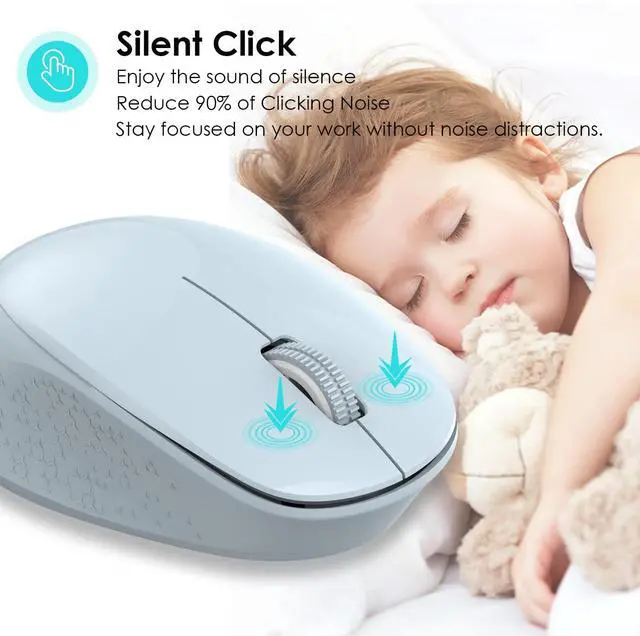 Alt view image 2 of 6 - LeadsaiL Wireless Mouse for Laptop, 2.4GHz Silent USB Mouse, Slim Optical Mouse with 3 Buttons, 1600 DPI, Works with Windows, Mac, Chrome OS, Linux